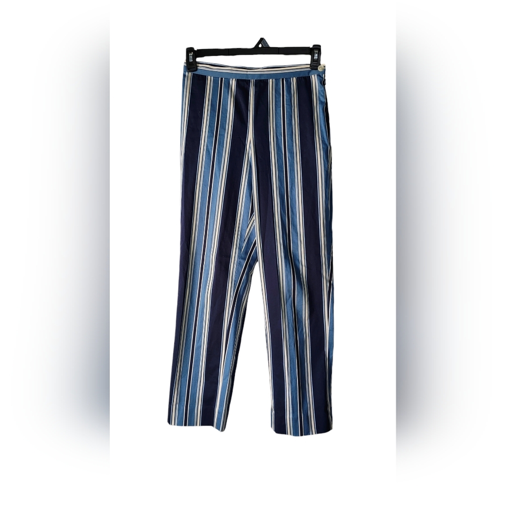 Lauren Ralph Lauren Misses Pants 4 Blue/White/Navy Stripes Cotton Spandex EUC